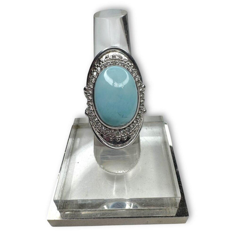 Doug Paulus Sterling Silver Larimar Spinel Oval Ring 5.25